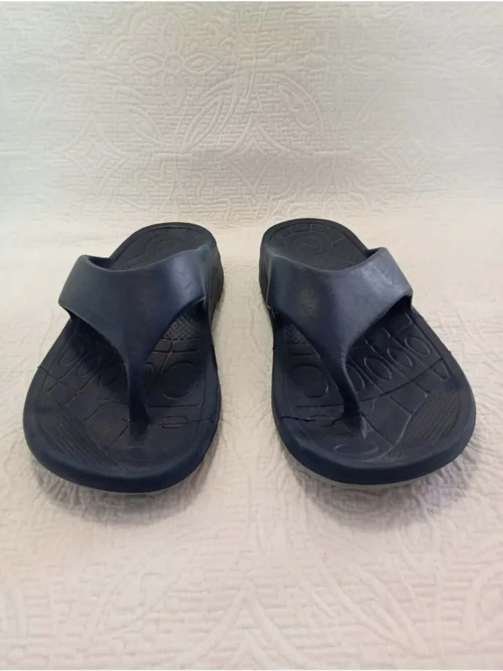 Aetrex Mens Navy Orthotic Sandals Size 10 Comfortable Arch Support Flip-Flops